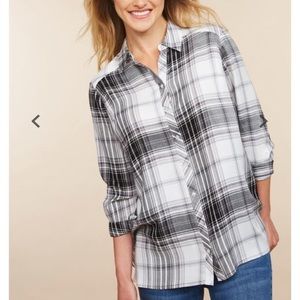 Motherhood Side Access Nursing Top Plaid